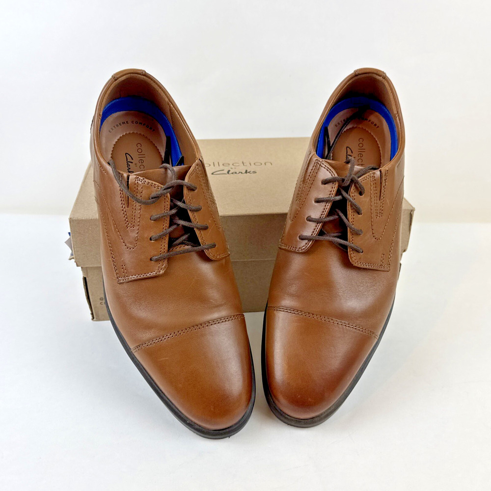 Men's Oxford Shoes Clarks Whiddon Cap Dark Tan 9 Wide